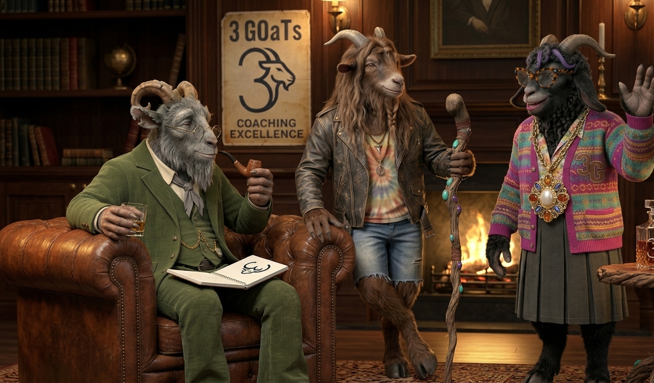 Monte, Angora, and Billie at the 3GOaTs Lodge